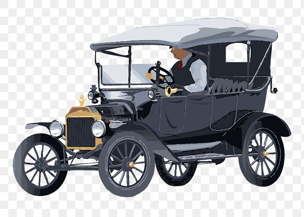 Antique car png  illustration, transparent background. Free public domain CC0 image.