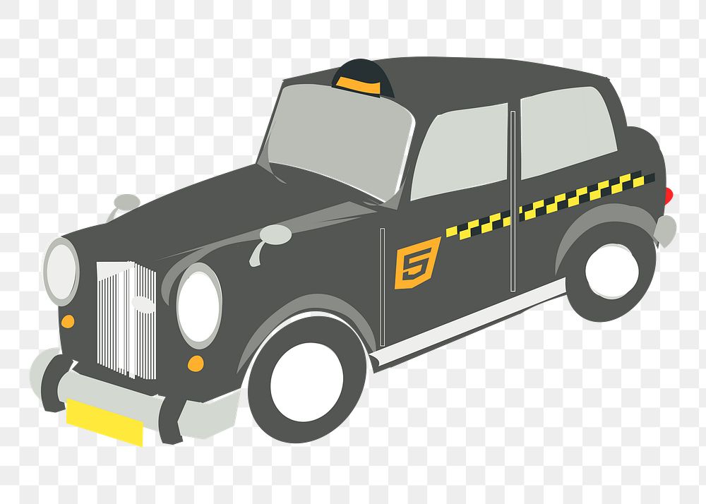 Black taxi png illustration, transparent background. 