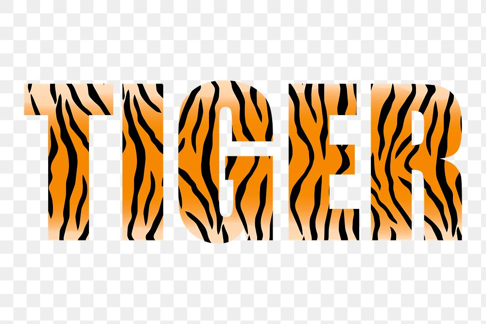 Tiger word png illustration, transparent background. Free public domain CC0 image.