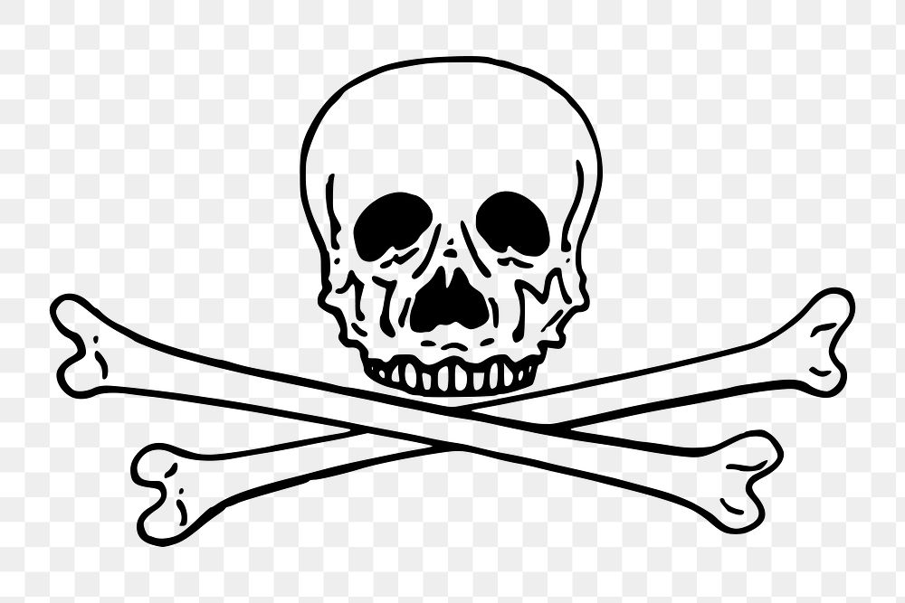 Skull crossbones png illustration, transparent background. Free public domain CC0 image.