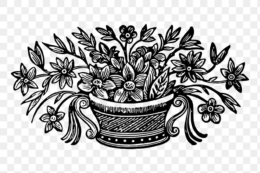 Flowers in vase png sticker, transparent background.