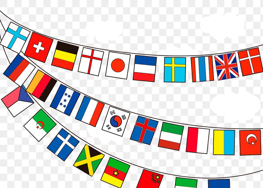 World flags png illustration, transparent background. Free public domain CC0 image.