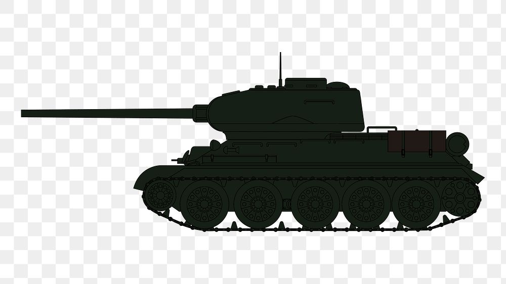 Tank silhouette png illustration, transparent background. Free public domain CC0 image.