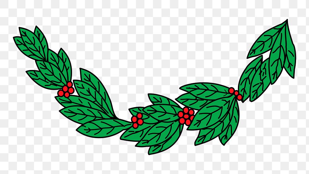 Holly leaves png illustration, transparent background. Free public domain CC0 image.