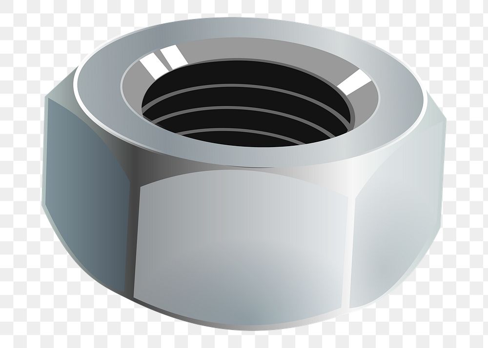 Nut bolt png illustration, transparent background. Free public domain CC0 image.