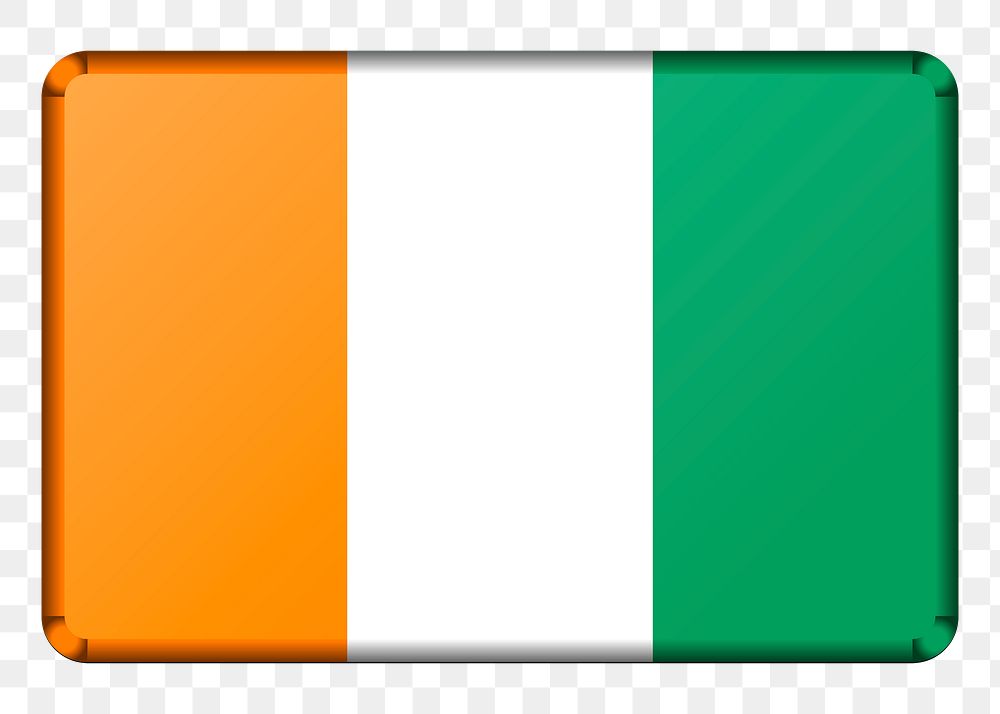 Ivory Coast png flag illustration, transparent background. Free public domain CC0 image.