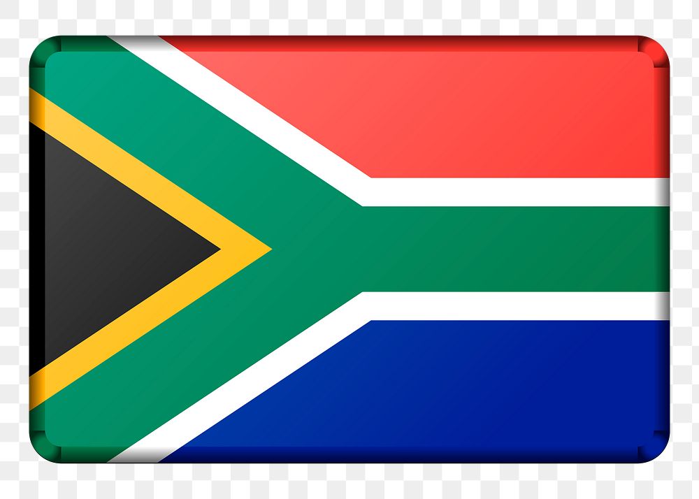 South Africa png flag sticker, transparent background. 