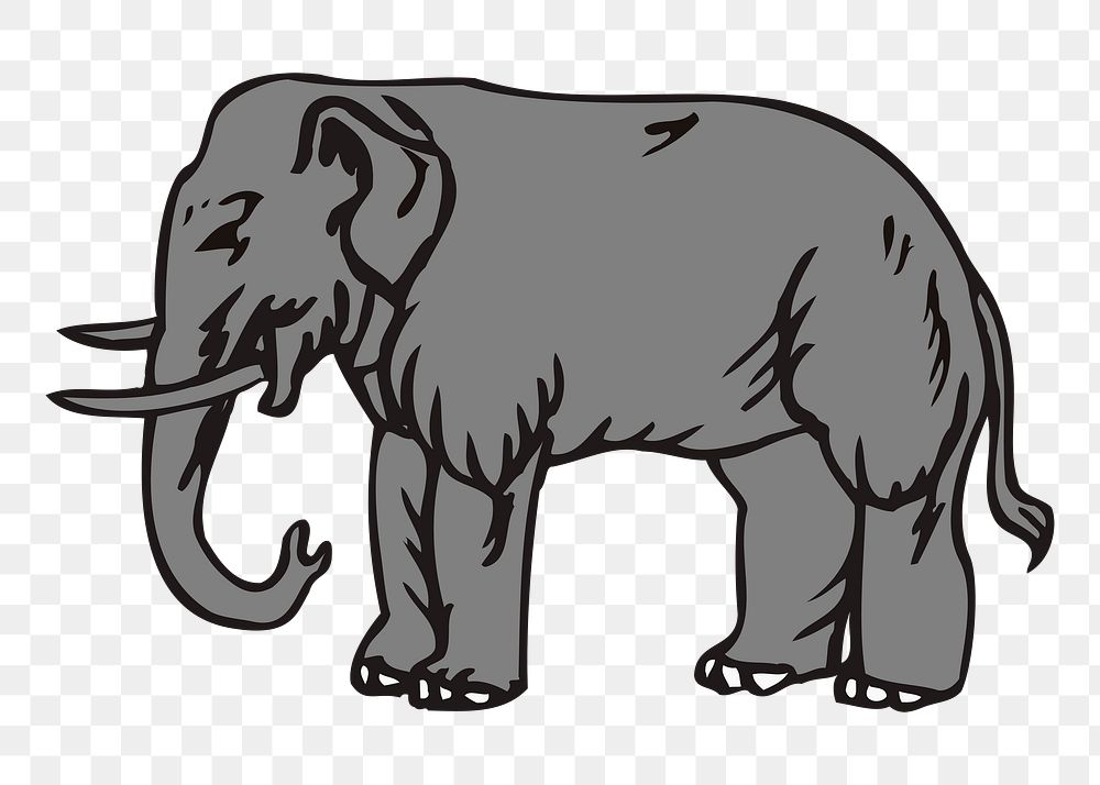 Grey elephant png illustration, transparent background. Free public domain CC0 image.