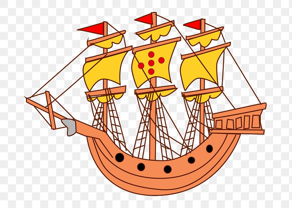 Sailing ship png illustration, transparent background. Free public domain CC0 image.