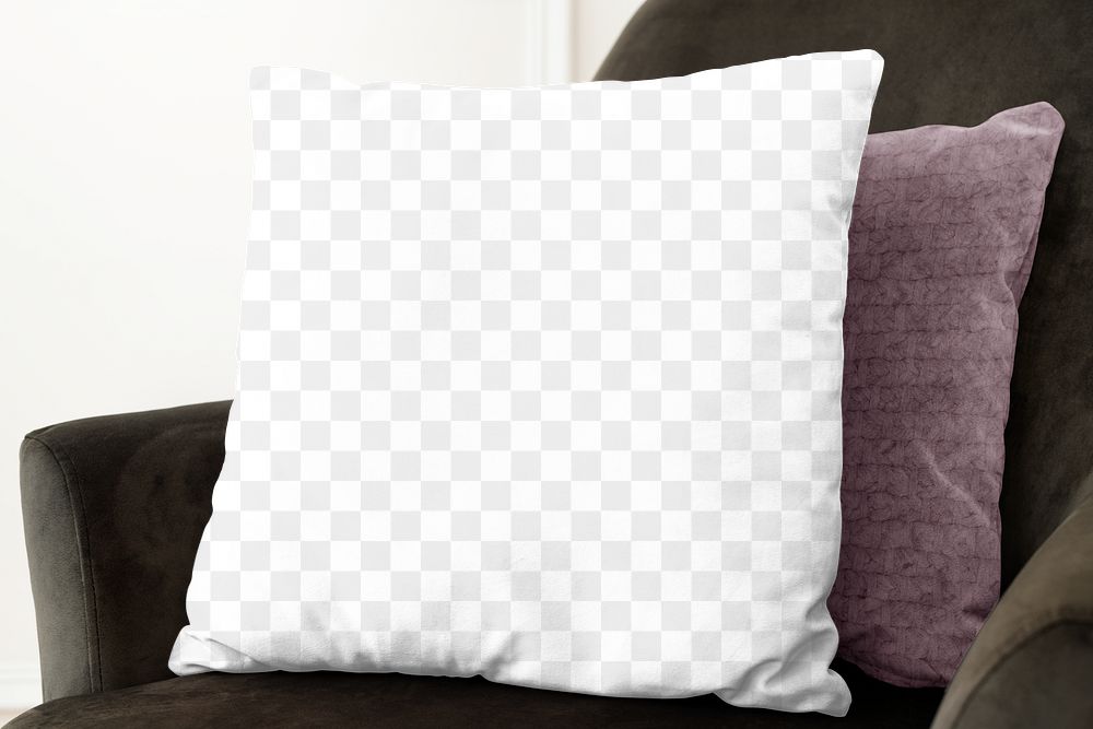 Cushion cover png pillow mockup, editable transparent design
