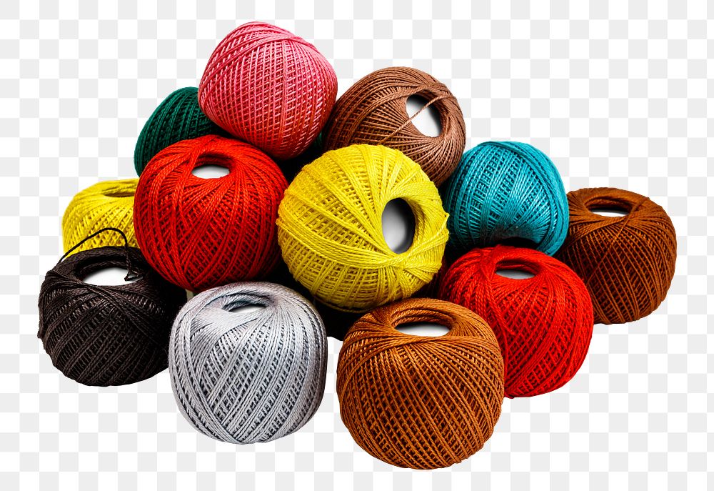 PNG crochet yarn balls sticker, transparent background