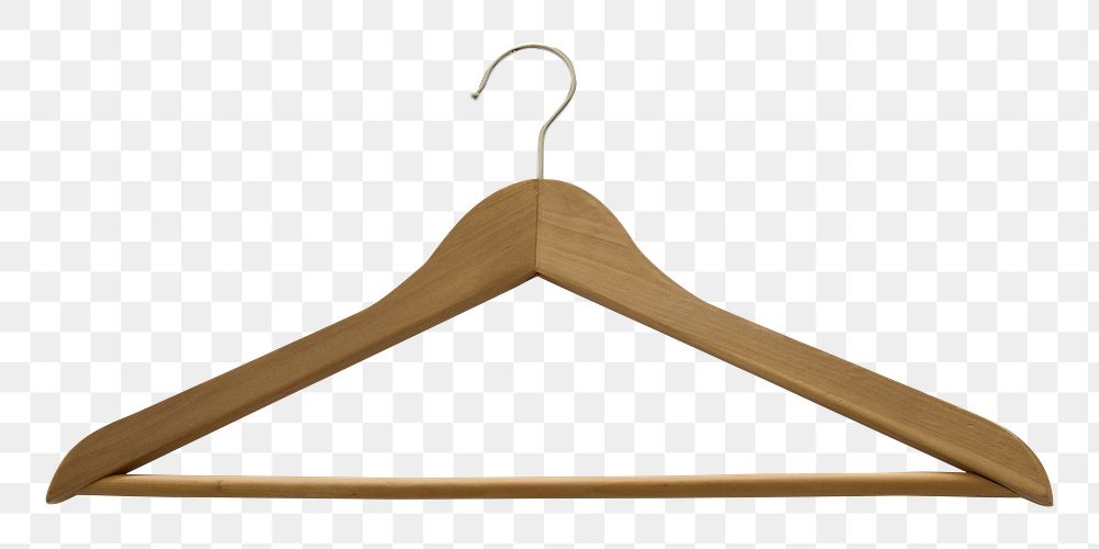 Png wooden clothes hanger sticker, transparent background