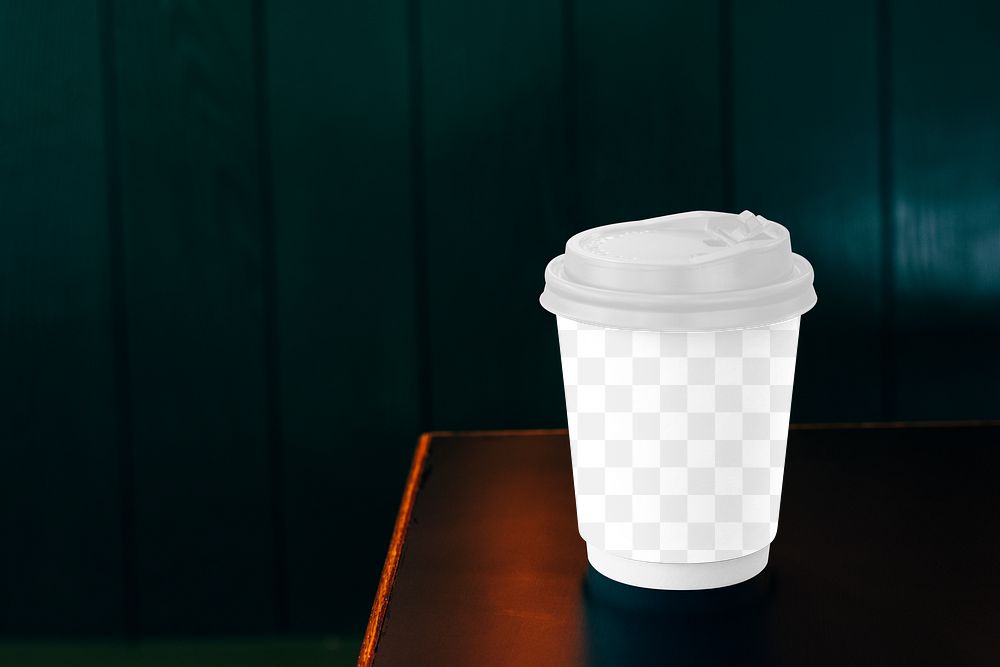 Png disposable cup mockup, transparent design