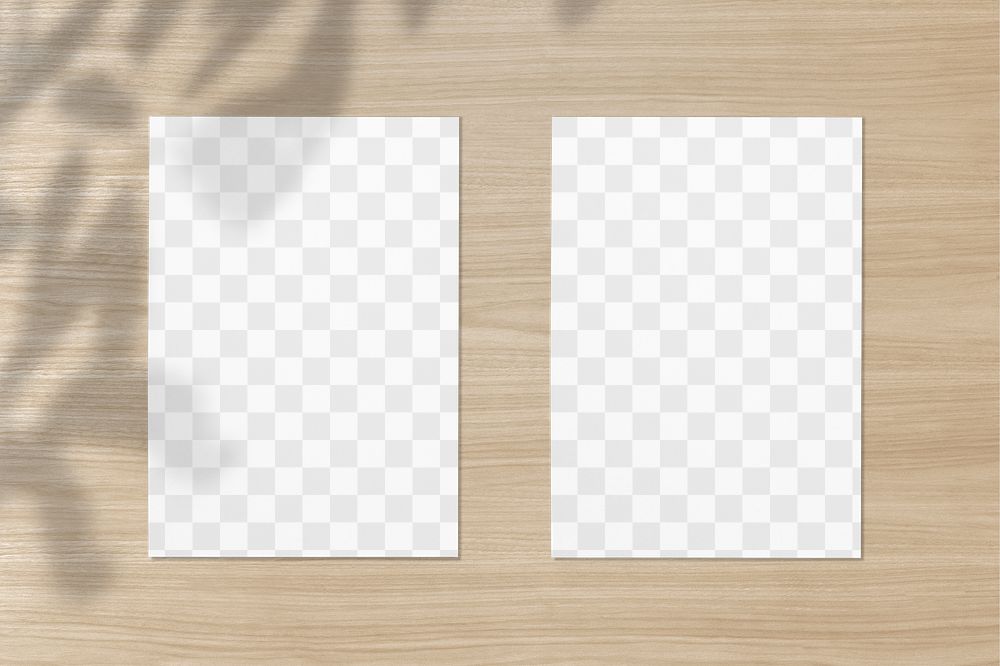 Two papers png transparent mockup