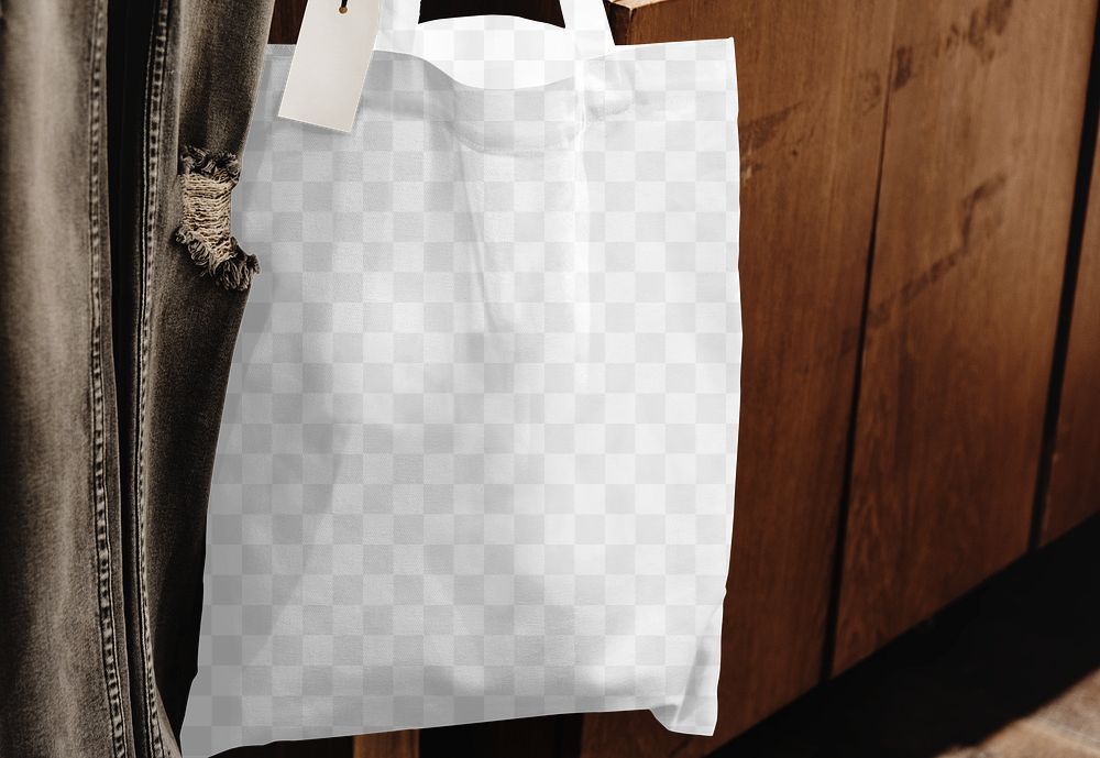 Tote bag png mockup, transparent design