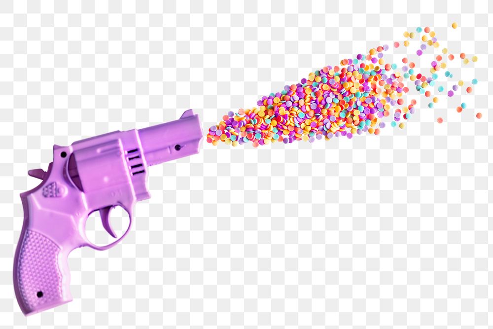 Png colorful toy gun sticker, transparent background