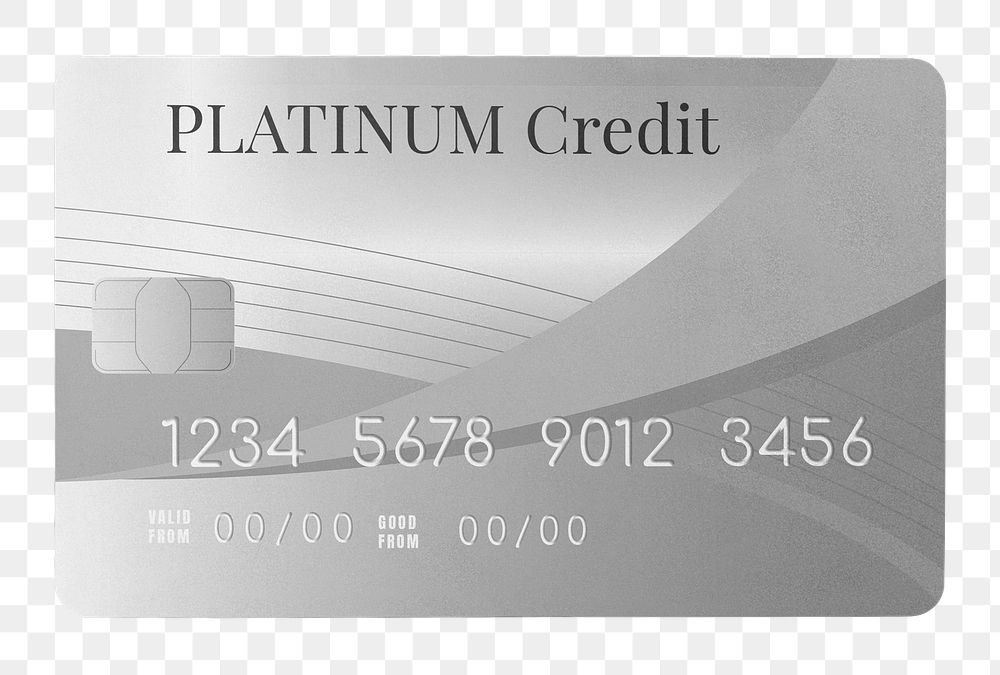 Credit card png sticker, silver, transparent background