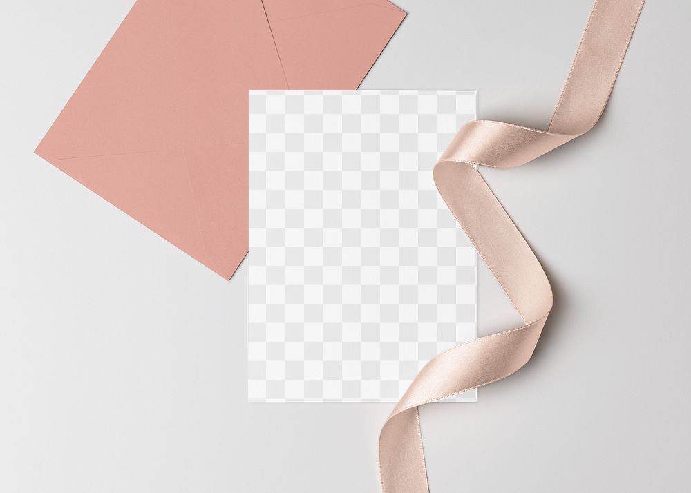 Png wedding invitation card mockup, aesthetic editable, transparent design