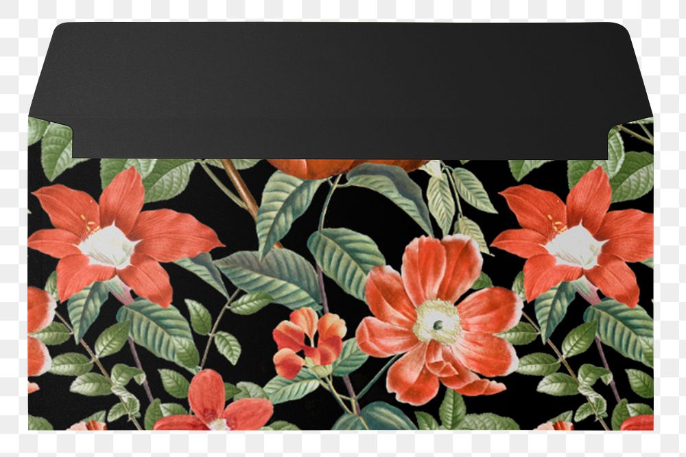 Floral envelope png sticker, transparent background