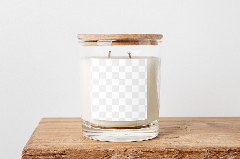 Candle jar label png mockup, transparent design