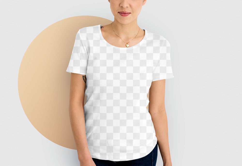 Woman's t-shirt png mockup, editable apparel, transparent design