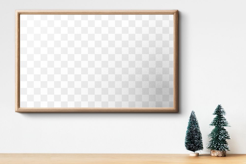 Png Christmas photo frame mockup, editable transparent design