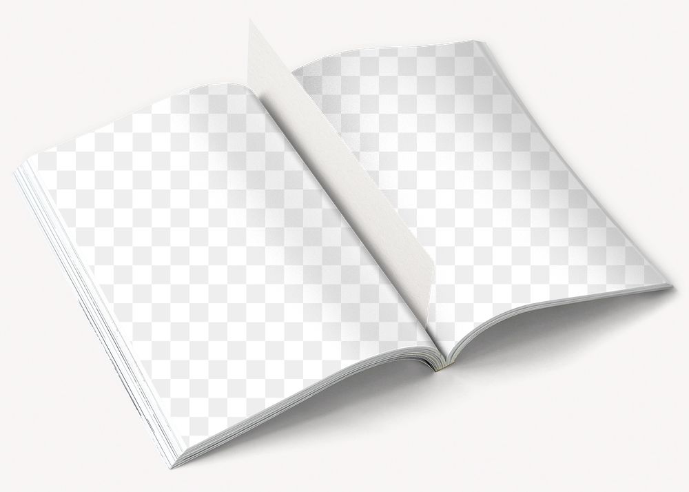 Open magazine png mockup, book, transparent design