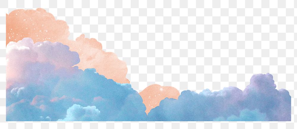 Cloud sky png border, transparent background