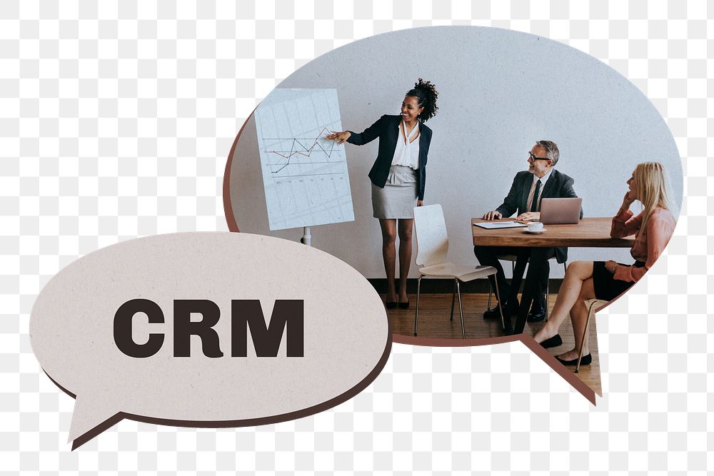 Business CRM png, speech bubble collage element, transparent background