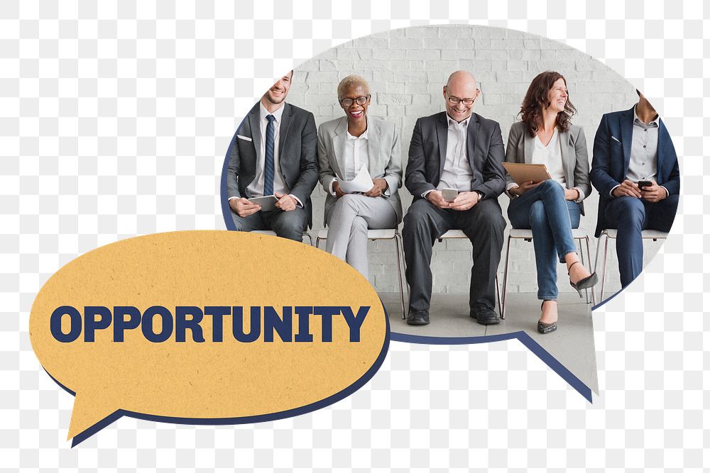 Opportunity png speech bubble, human resources image on transparent background