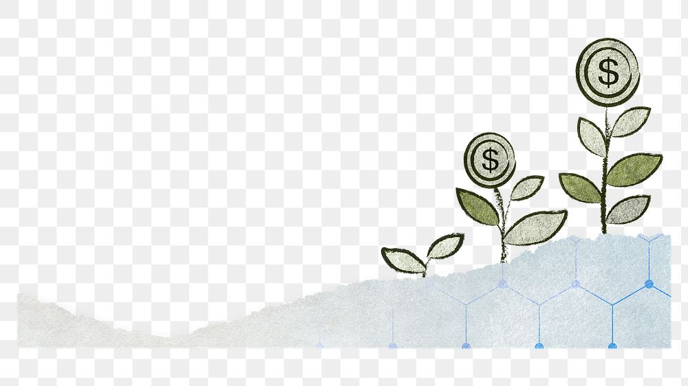 Growing money tree png sticker, transparent background