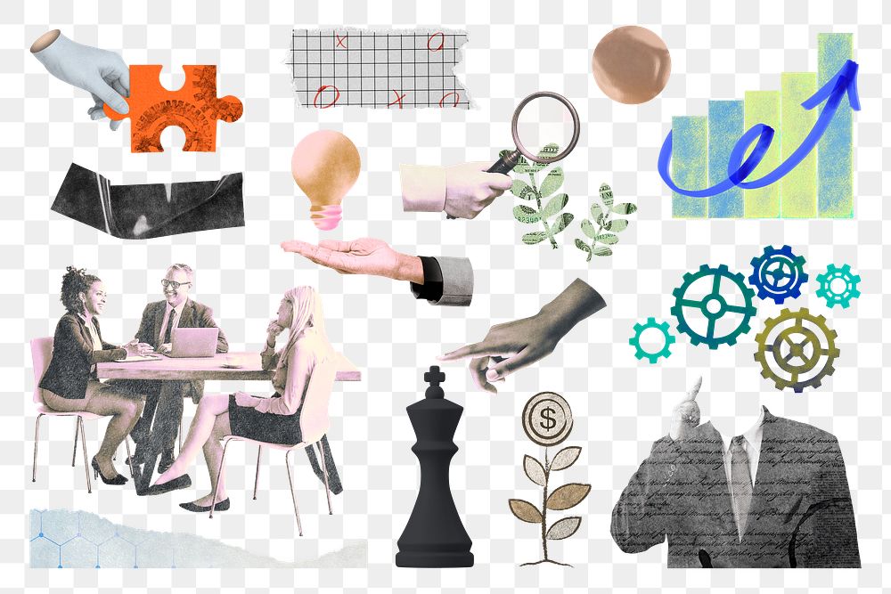 Aesthetic business png sticker, finance, management remixed media, transparent background