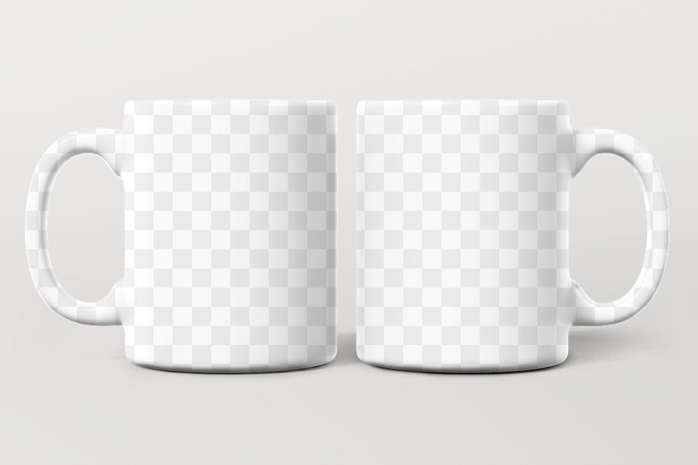 Ceramic mugs png mockup, transparent product design