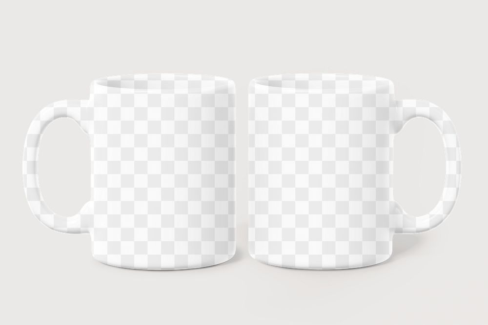 Ceramic mugs png mockup, transparent product design