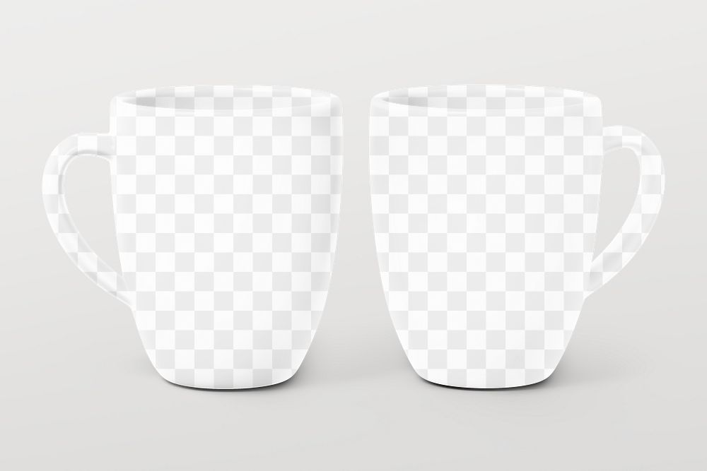 Ceramic coffee png mugs mockup, transparent design