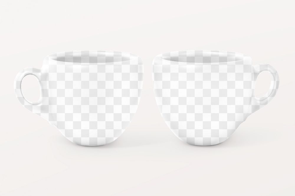 Espresso cups png mockup, transparent product design