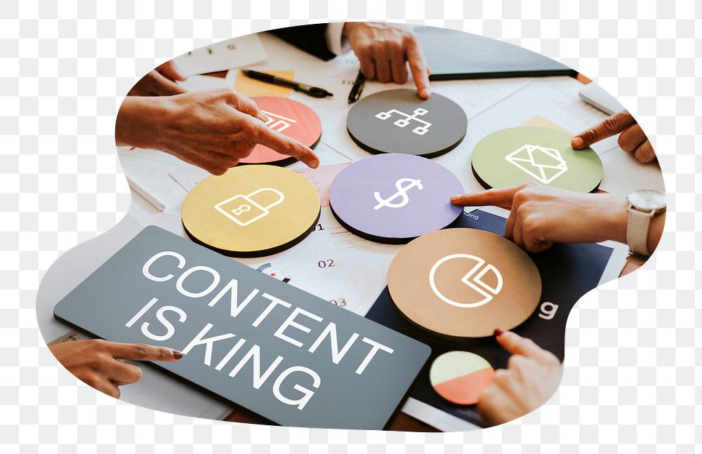 Content is king   png word business people cutout on transparent background