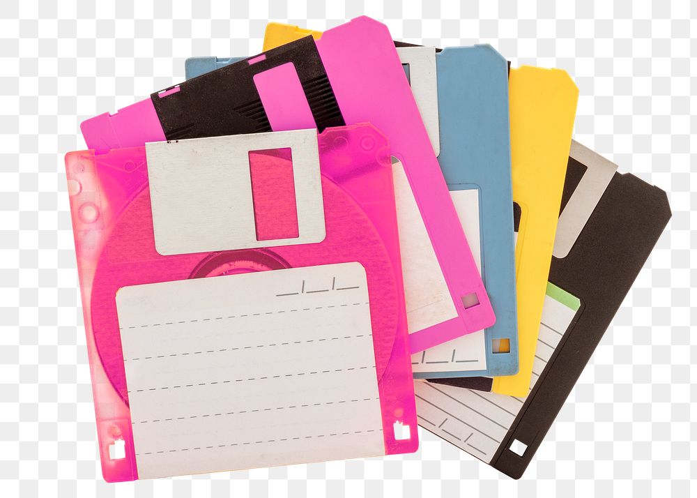 Colorful floppy disks png sticker, transparent background