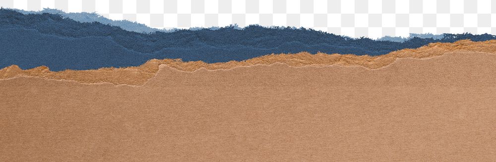 Ripped paper png border, earth tone design, transparent background