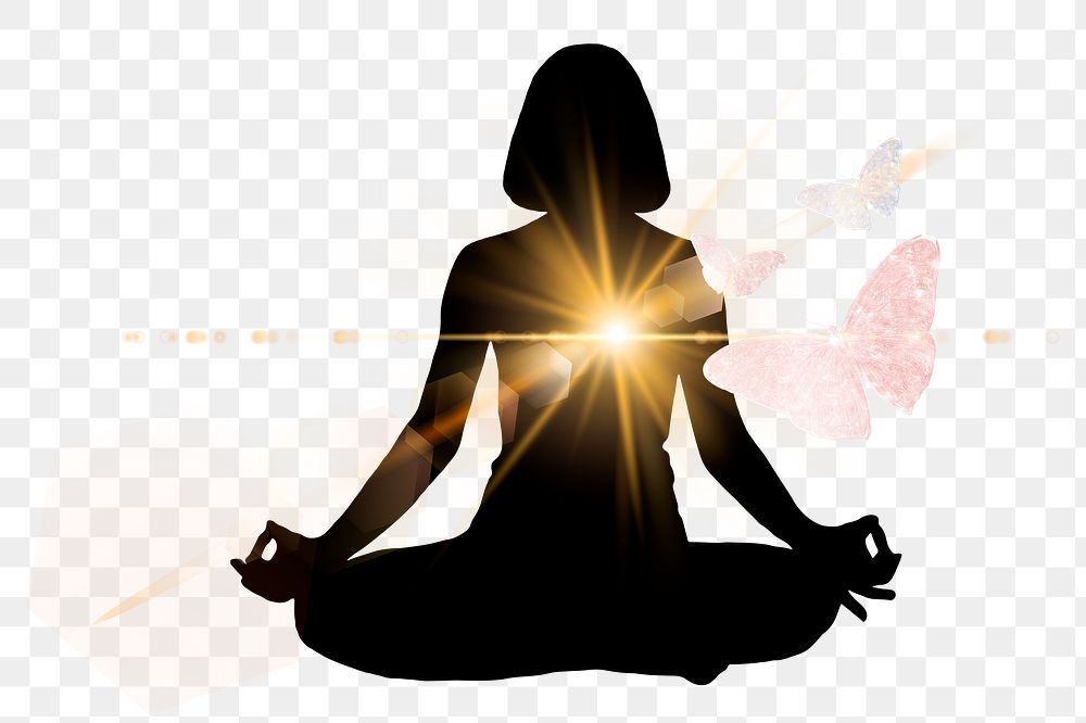 Enlightment png sticker, meditation, transparent background