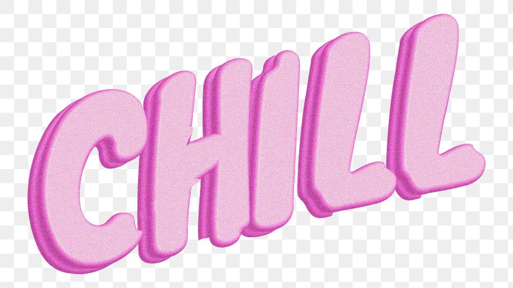 PNG pink chill word sticker, transparent background