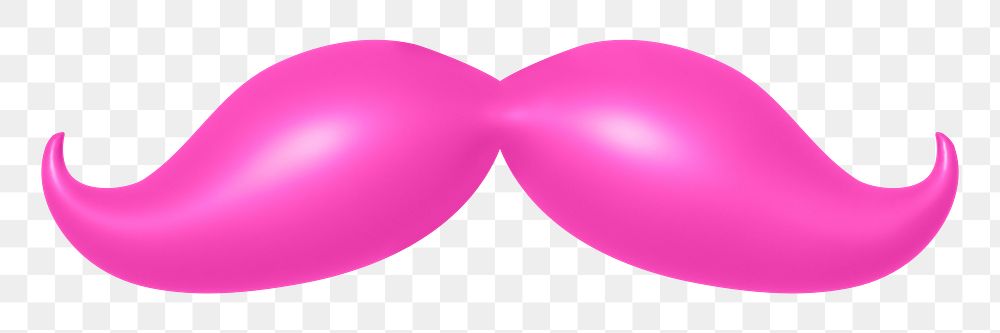 Png pink mustache sticker, 3D rendering, transparent background