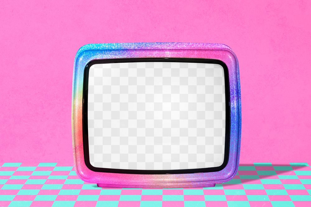 Retro television screen png mockup, transparent design