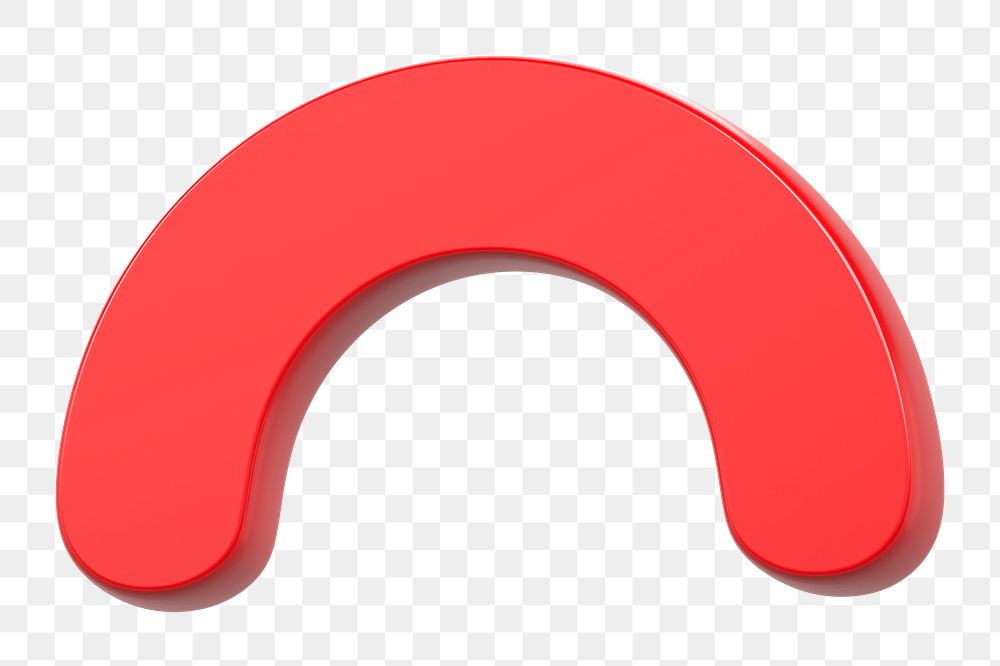 Png curved line sticker, red 3D rendering, transparent background