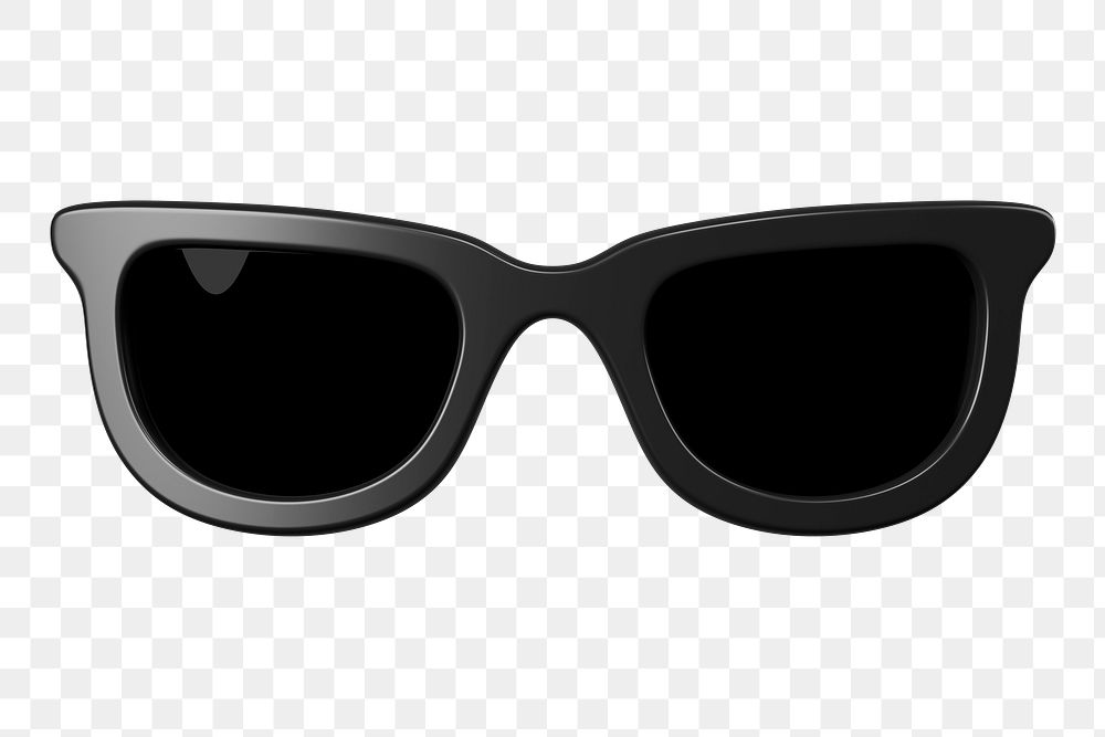 Png black sunglasses sticker, 3D rendering, transparent background