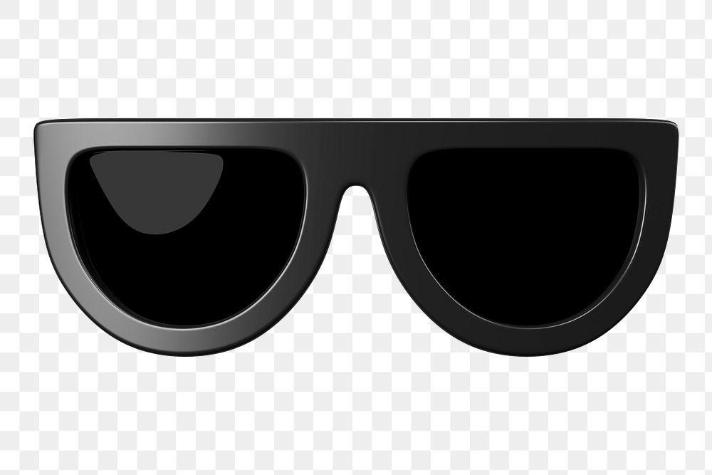 Png black sunglasses sticker, 3D rendering, transparent background