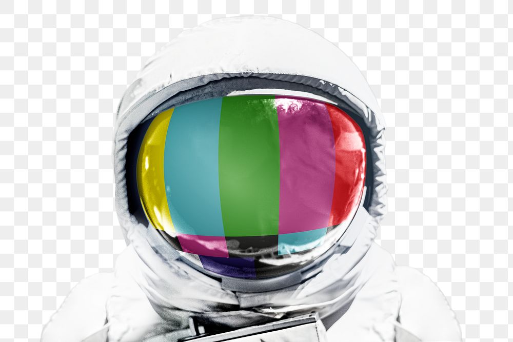 Astronaut spacesuit png sticker, helmet, retro aesthetic, transparent background