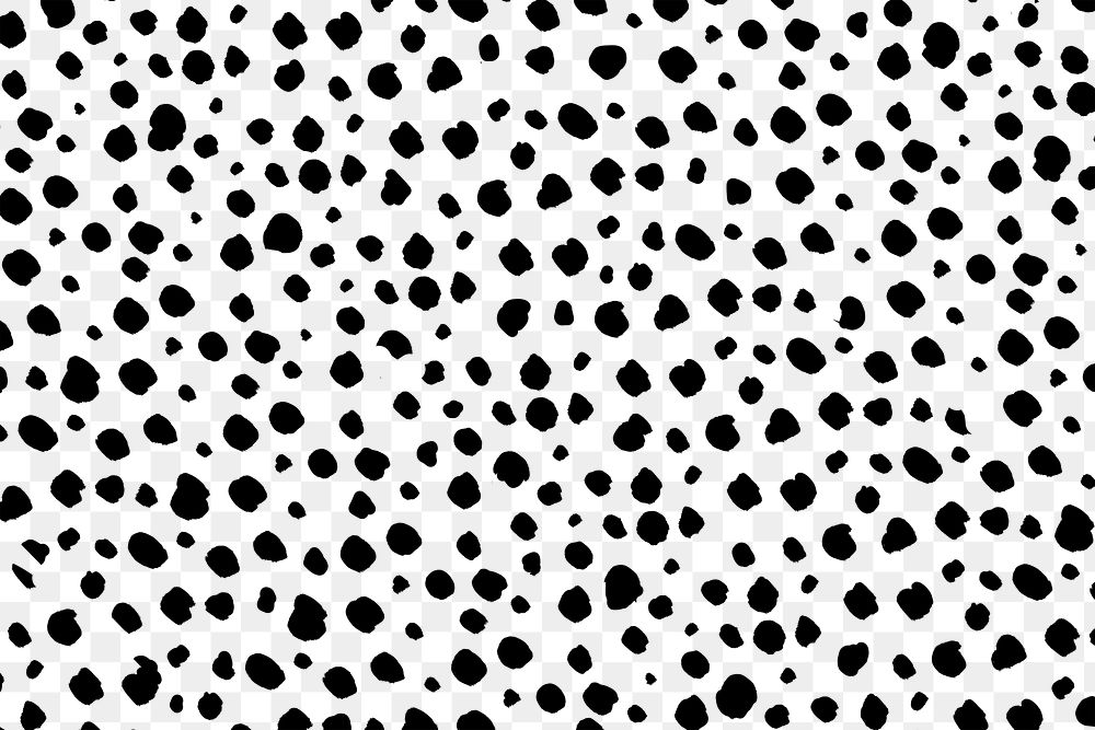 Png doodle dots pattern background, black design, transparent background