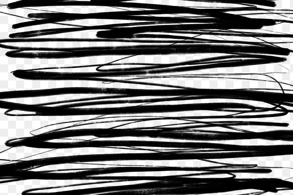 Png squiggle doodle background, black design, transparent background