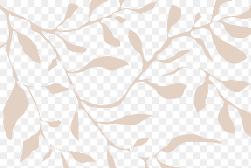 Abstract leafy png pattern, transparent background 